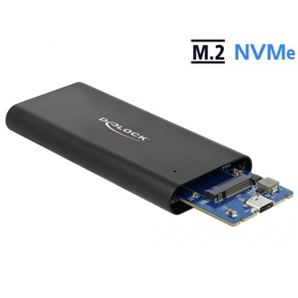 Delock M.2 NVMe PCIe SSD-hez kapcsolódó külso memória ház SuperSpeed USB 10 Gbps (USB 3.1 Gen 2) USB