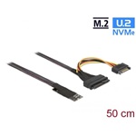Delock M.2 M -> U.2 SFF-8639 SATA Power 15pin M/F adatkábel 0.5m fekete