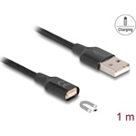 Delock Mágneses USB töltő kábel, fekete 1 m