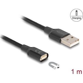 Delock Mágneses USB töltő kábel, fekete 1 m