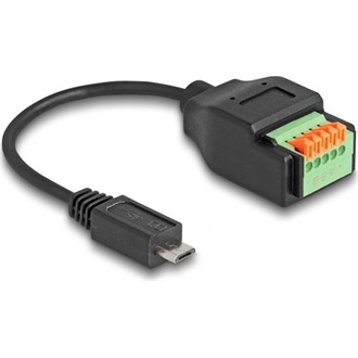 Delock USB-B 2.0 micro -> Terminal block 5pin M/F adatkábel 0.15m fekete