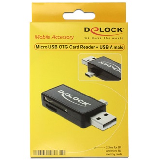 Delock USB 2.0 SD/MicroSD kártyaolvasó fekete OTG
