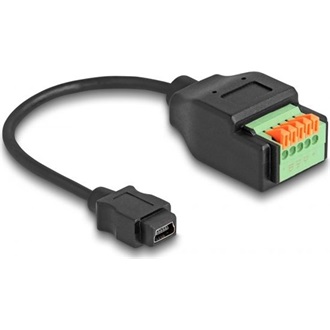 Delock USB-B 2.0 mini -> Terminal block 5pin M/F adatkábel 0.15m fekete