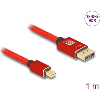 Delock Mini DisplayPort 1.4 -> DisplayPort 1.4 M/M video kábel 1m piros