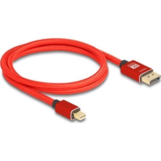Delock Mini DisplayPort 1.4 -> DisplayPort 1.4 M/M video kábel 1m piros