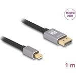 Delock Mini DisplayPort 1.4 -> DisplayPort 1.4 M/M video kábel 1m szürke