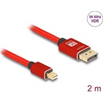 Delock Mini DisplayPort 1.4 -> DisplayPort 1.4 M/M video kábel 2m piros