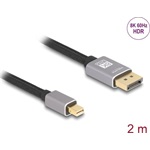 Delock Mini DisplayPort 1.4 -> DisplayPort 1.4 M/M video kábel 2m szürke