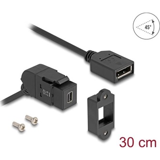 Delock Mini DisplayPort 1.2 -> DisplayPort 1.2 M/F keystone modul 0.3m fekete