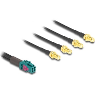 Delock Mini FAKRA Z -> 4db SMA F/F adatkábel 0.2m fekete B-Type