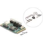 Delock Mini PCIe I/O PCIe teljes méretű 1 x párhuzamos, 2 x soros RS-232 tápfeszültséggel 5 V / 12 V