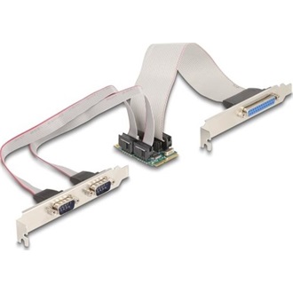 Delock Mini PCIe I/O PCIe teljes méretű 1 x párhuzamos, 2 x soros RS-232 tápfeszültséggel 5 V / 12 V