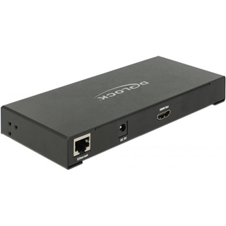 Delock Multi-AV HDMI 2.0 Displayport mini VGA -> HDMI 2.0 RJ45 CAT5e UTP F/F adapter fekete DP Alt Mode