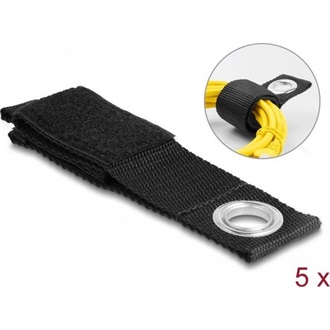 Delock Nagy teherbírású tépőzáras pánt szorító szemmel hossza 260 x szélessége 38 mm, 5 db. fekete