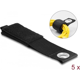 Delock Nagy teherbírású tépőzáras pánt szorító szemmel hossza 435 x szélessége 50 mm, 5 db. fekete