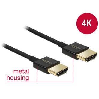Delock HDMI 2.0 M/M video jelkábel 4.5m fekete slim premium