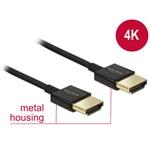 Delock HDMI 2.0 M/M video jelkábel 0.5m fekete slim premium