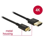 Delock HDMI 2.0 -> HDMI micro D M/M video jelkábel 0.5m fekete slim premium