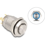 Delock Nyomógomb beszereléshez 12 mm 4 x forrasztási csatlakozó LED kék