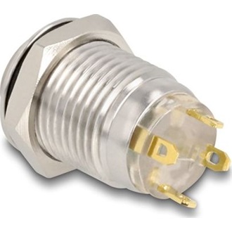 Delock Nyomógomb beszereléshez 12 mm 4 x forrasztási csatlakozó LED piros bekapcsolási szimbólum