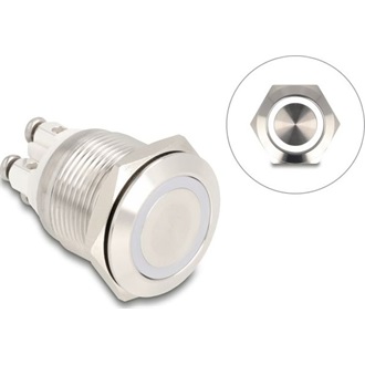 Delock Nyomógomb beszereléshez 19 mm 4 db. csavarhely LED fehér