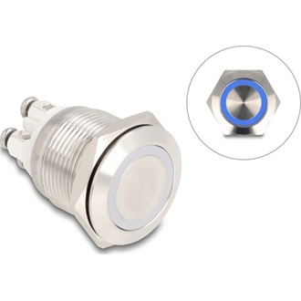 Delock Nyomógomb beszereléshez 19 mm 4 db. csavarhely LED kék