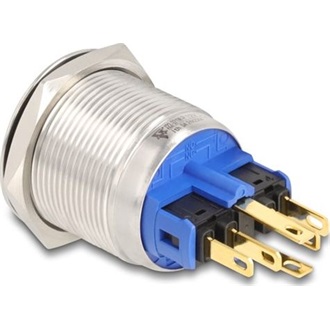 Delock Nyomógomb beszereléshez 22 mm 6 x forrasztási csatlakozó LED fehér bekapcsolási szimbólummal + gyűrű