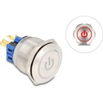 Delock Nyomógomb beszereléshez 25 mm 6 x forrasztási csatlakozó LED piros bekapcsolási szimbólummal + gyűrű