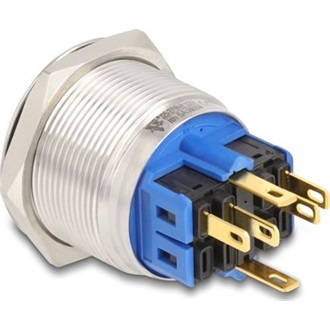 Delock Nyomógomb beszereléshez 25 mm 6 x forrasztási csatlakozó LED piros bekapcsolási szimbólummal + gyűrű