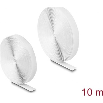 Delock Öntapadó tépőzáras szalag-szett, H 10 m és Sz 20 mm fehér