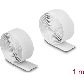 Delock Öntapadó tépőzáras szalag-szett, H 1 m és Sz 20 mm fehér
