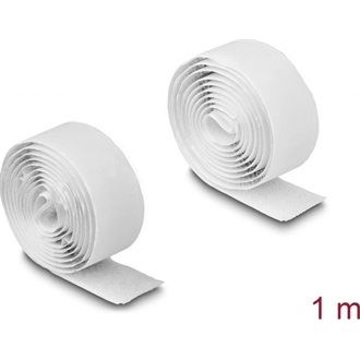 Delock Öntapadó tépőzáras szalag-szett, H 1 m és Sz 20 mm fehér