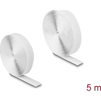 Delock Öntapadó tépőzáras szalag-szett, H 5 m és Sz 20 mm fehér