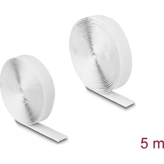 Delock Öntapadó tépőzáras szalag-szett, H 5 m és Sz 20 mm fehér