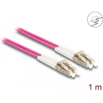 Delock LC Duplex -> LC Duplex M/M adatkábel 1m rózsaszín Multi-mode OM4, fém megerősítéssel