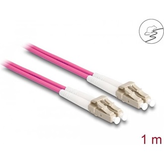 Delock LC Duplex -> LC Duplex M/M adatkábel 1m rózsaszín Multi-mode OM4, fém megerősítéssel