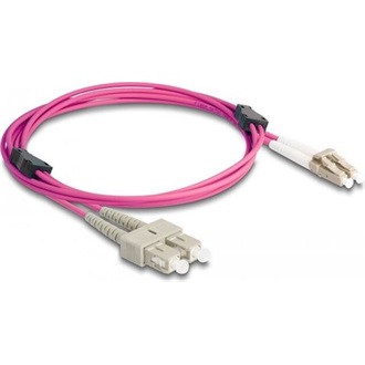 Delock LC Duplex -> SC Duplex M/M adatkábel 2m rózsaszín Multi-mode OM4, fém megerősítéssel