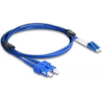 Delock LC Duplex -> SC Duplex M/M adatkábel 2m kék Singlemode OS2, fém megerősítéssel