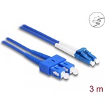 Delock LC Duplex -> SC Duplex M/M adatkábel 3m kék Singlemode, OS2, fém megerősítéssel