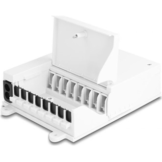 Delock Optikai rostszálas elosztó doboz FTTH beltéri falra szerelésre 8 portos fehér