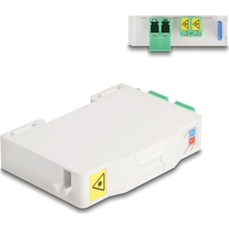 Delock Optikai szál csatlakoztató doboz DIN sínhez csatlakozó tartállyal és 2 xLC Duplex coupler-rel