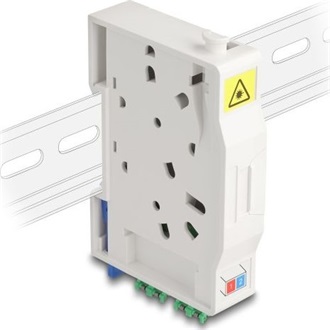 Delock Optikai szál csatlakoztató doboz DIN sínhez csatlakozó tartállyal és 2 xLC Duplex coupler-rel