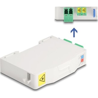 Delock Optikai szál csatlakoztató doboz DIN sínhez csatlakozó tartállyal és 2 xLC Duplex coupler-rel