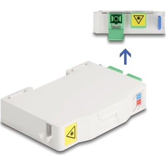 Delock Optikai szál csatlakoztató doboz DIN sínhez csatlakozó tartállyal és 2 x SC Simplex coupler-rel
