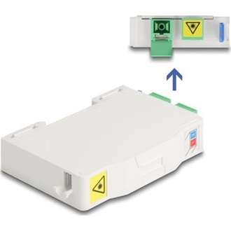 Delock Optikai szál csatlakoztató doboz DIN sínhez csatlakozó tartállyal és 2 x SC Simplex coupler-rel