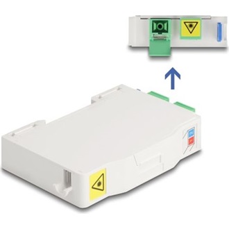 Delock Optikai szál csatlakoztató doboz DIN sínhez csatlakozó tartállyal és 2 x SC Simplex coupler-rel
