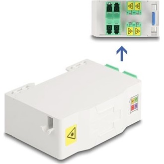 Delock Optikai szál csatlakoztató doboz DIN sínhez csatlakozó tartállyal és 4 xLC Duplex coupler-rel