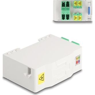 Delock Optikai szál csatlakoztató doboz DIN sínhez csatlakozó tartállyal és 4 xLC Duplex coupler-rel