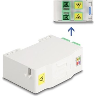 Delock Optikai szál csatlakoztató doboz DIN sínhez csatlakozó tartállyal és 4 x SC Simplex coupler-rel