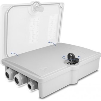 Delock Optikai szál elosztó doboz belső és külső használatra IP55 vízhatlan, zárható 6 port szürke